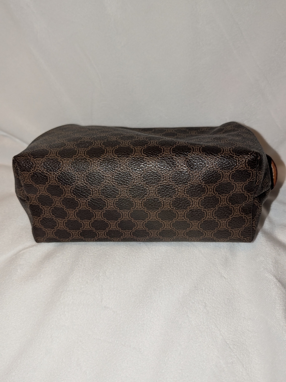 CELINE Triomphe Macadam Cosmetics Travel Bag Vintage Mad e In Italy Brown VGUC - Picture 2 of 15